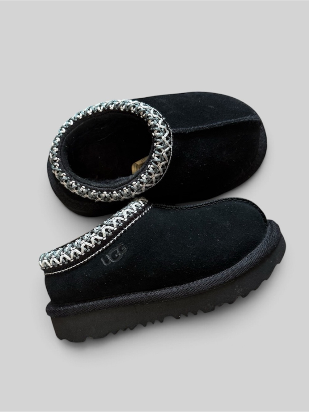 UGG Tasman II Black Suede Slip On Slipper Toddler Size 6 Kids